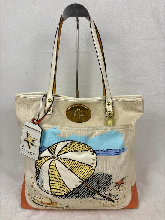 Coach Handbags - Coach Pierre Le Tan Beach Umbrella Canvas Tote with Luggage Tag